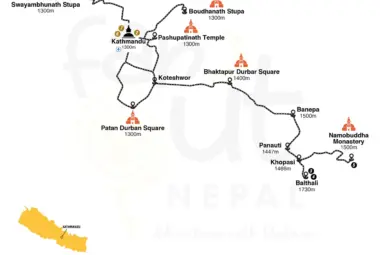 Kathmandu with nature 7 Days Map