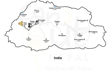 Glimpse Of Bhutan 6 Days Map