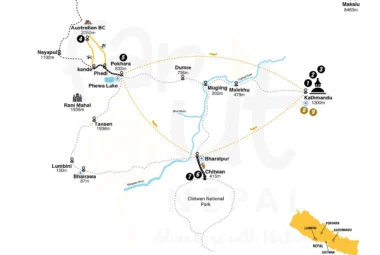 Glimpse of Nepal 9 Days Map