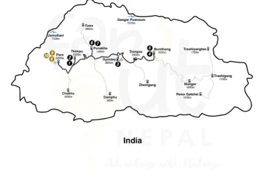 Magical Bhutan Tour 10 Days Map