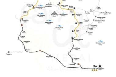 Manaslu Circuit Trek 16 Days Map