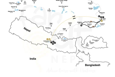 Nepal Tibet Tour 11 Days Map